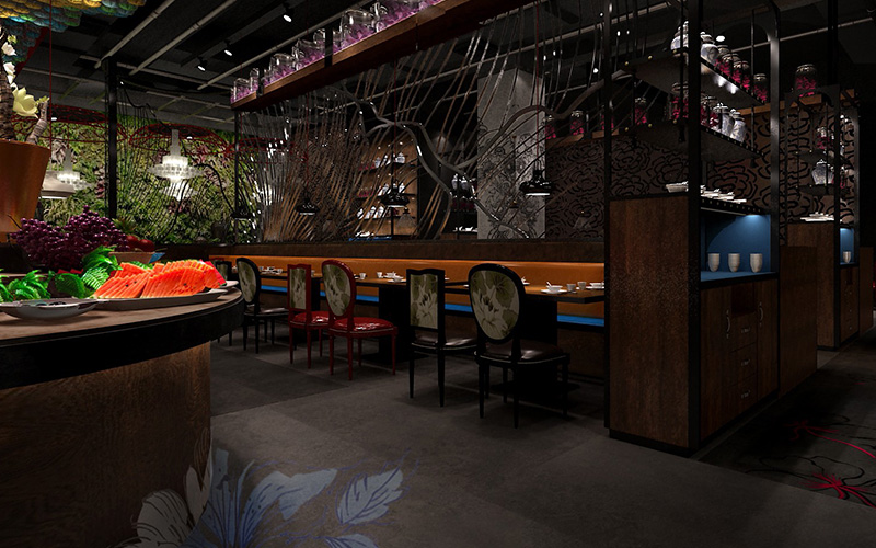 湘愛食年萬達店600㎡餐飲空間設計裝修